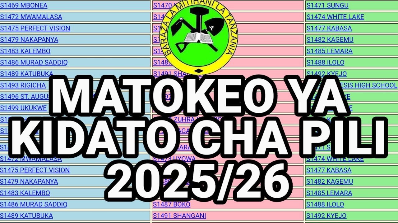 🔴 MATOKEO YA KIDATO CHA PILI 2025 NECTA FORM TWO RESULTS...