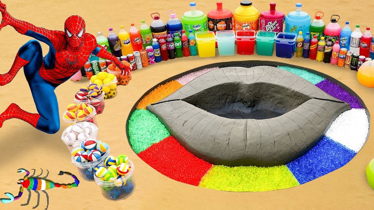 How to Make Lips and Scorpion with Cement & Rainbow Orbeez, Giant Fanta, 7up, Coca Cola vs Mentos