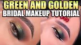 Green and Golden Glitter Bridal Eye Makeup Tutorial | Wedding Glam Makeup