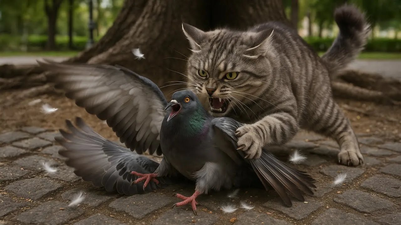 Rescued Pigeon Attacked by Cat in Park | People Here Did Not Help, They Heartlessly Abandoned It
