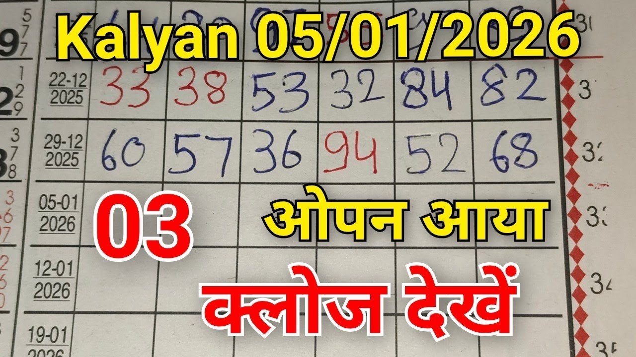 Kalyan Trick Today 05-01-2026 | Kalyan Open & Panel Line