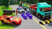 Flatbed Truck McQueen | Transportation with Trucqk - Pothole vs Car - BeamNG.Drive