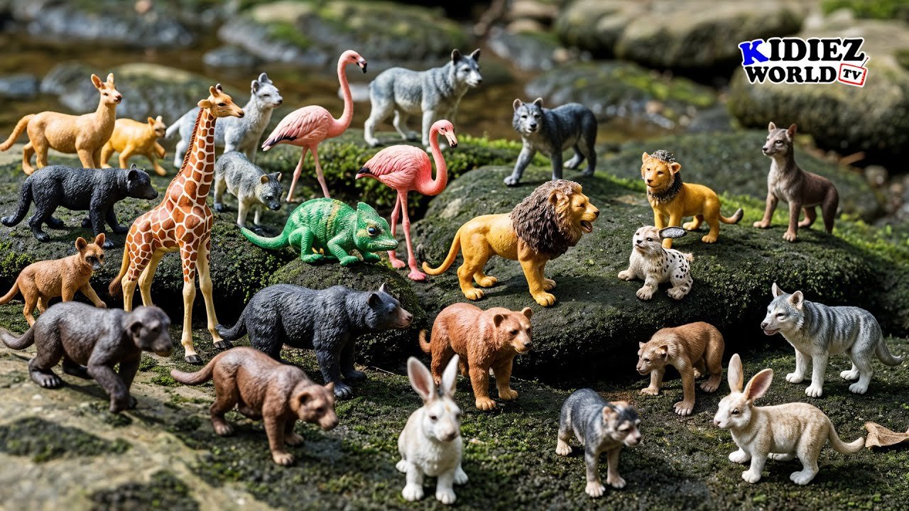 Wild River Adventure with Jungle & Mountain Animals for Kids | Toy Animals Learning in Nature