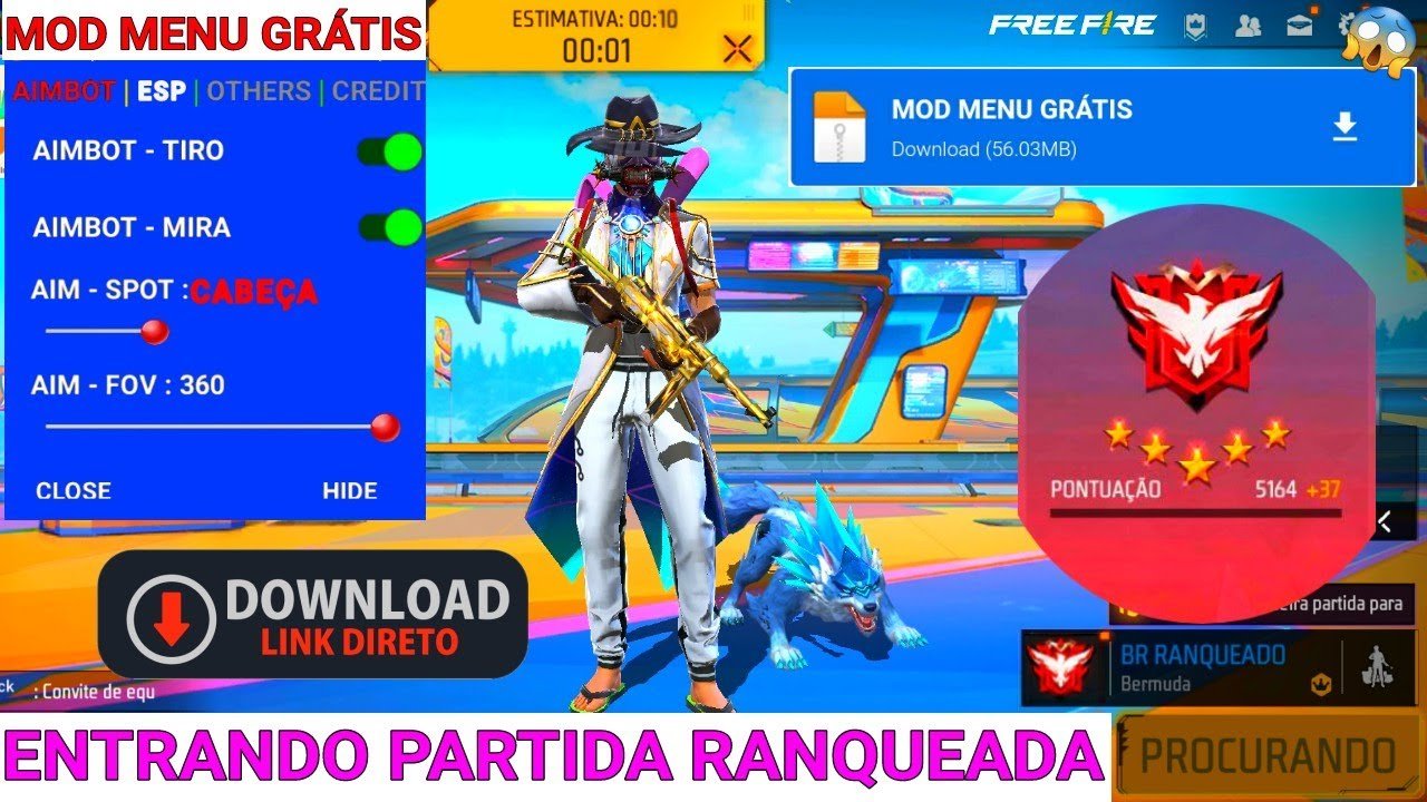 NOVO HACK GRÁTIS DO FREE FIRE, MOD MENU NOVA ...