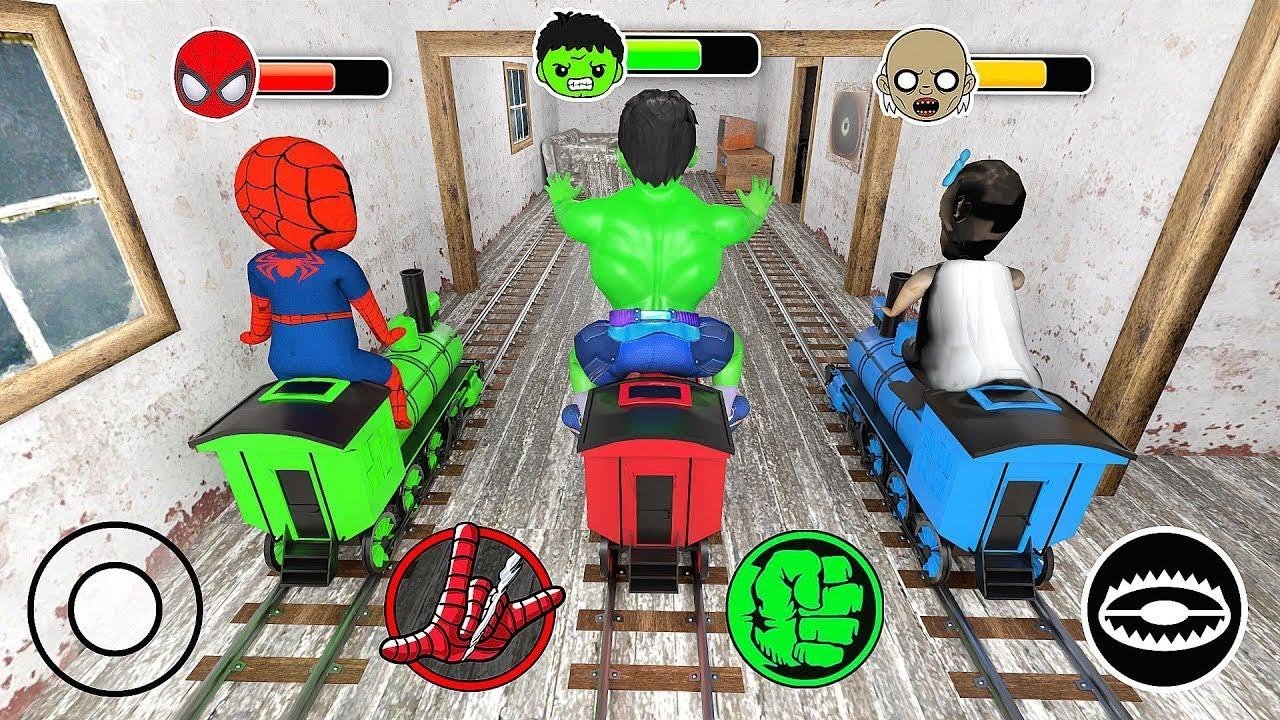 Playing as Spider Baby Team rides a train in Granny House