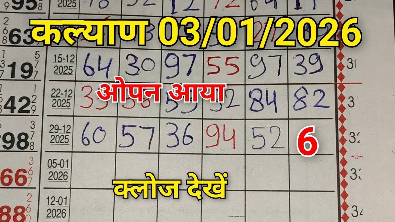 Kalyan Trick Today 03-01-2026 | Kalyan Open & Panel Line