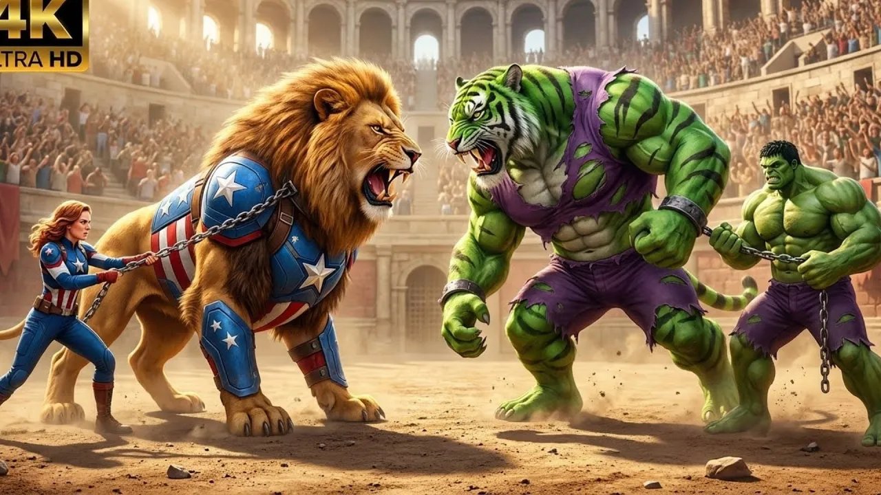 Ultimate Battle of Beasts: HULK Tiger vs Captain America Lion King