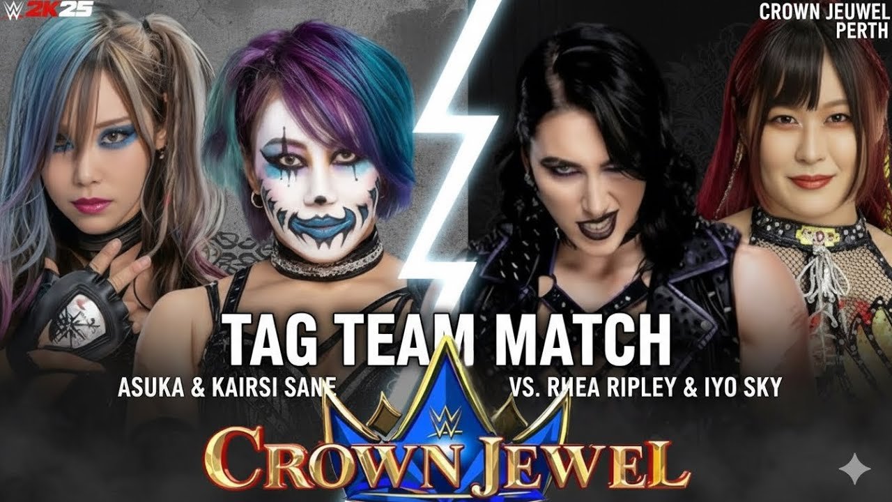 Rhea Ripley & Iyo Sky vs Asuka & Kairi Sane | Tag Team Match | WWE 2K25 Crown Jewel Perth