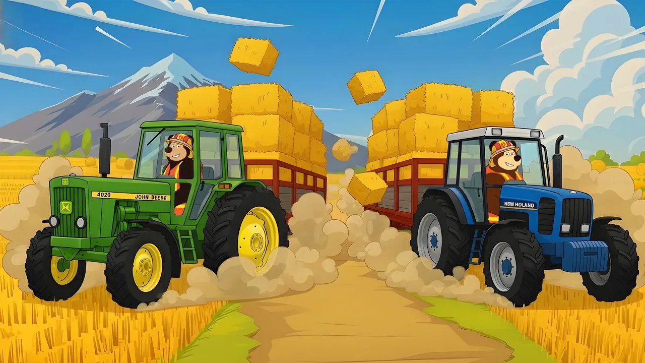 Classic Tractor BATTLE! 🚜⚡️ John Deere 4020 vs New Holland 110-90 Hauling STRAW! | Realistic Farm