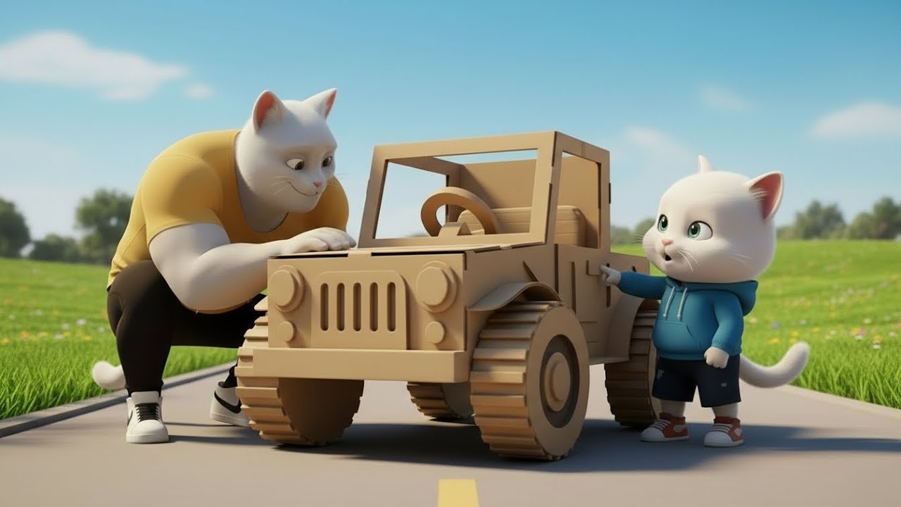 They Mock a Kitten’s Cardboard Monster Truck — Can He Surprise Them All? | AI Cat Story