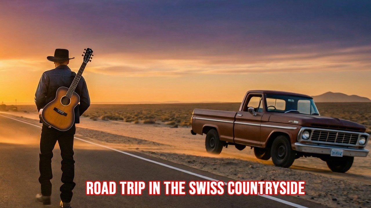 road trip through the beautiful Swiss countryside while listening to country music