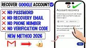 How To Recover Google Account Without Phone Number And Recovery Email 2026 || Gmail Account Recovery