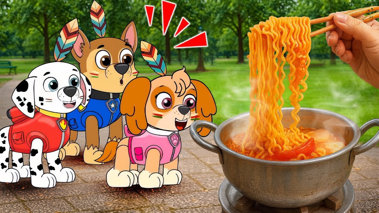 Cavemen CHASE, SKYE & MARSHALL In The Modern World! 🍜😂 - Paw Patrol in Real Life | 2D Cartoon