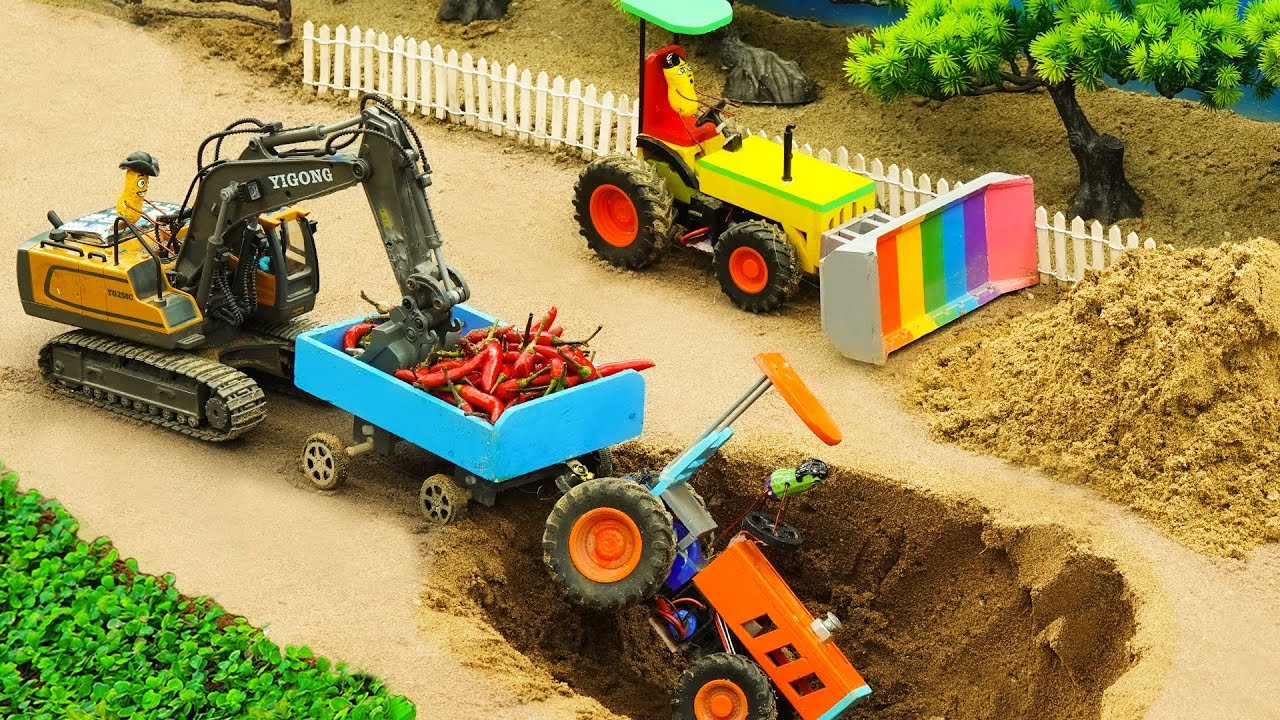 Diy tractor mini Bulldozer to making concrete road | Construction Vehicles, Road Roller