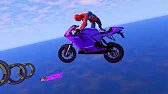 SPIDER MAN!on Motorcycle in Spiral Bridge Stunt Rid