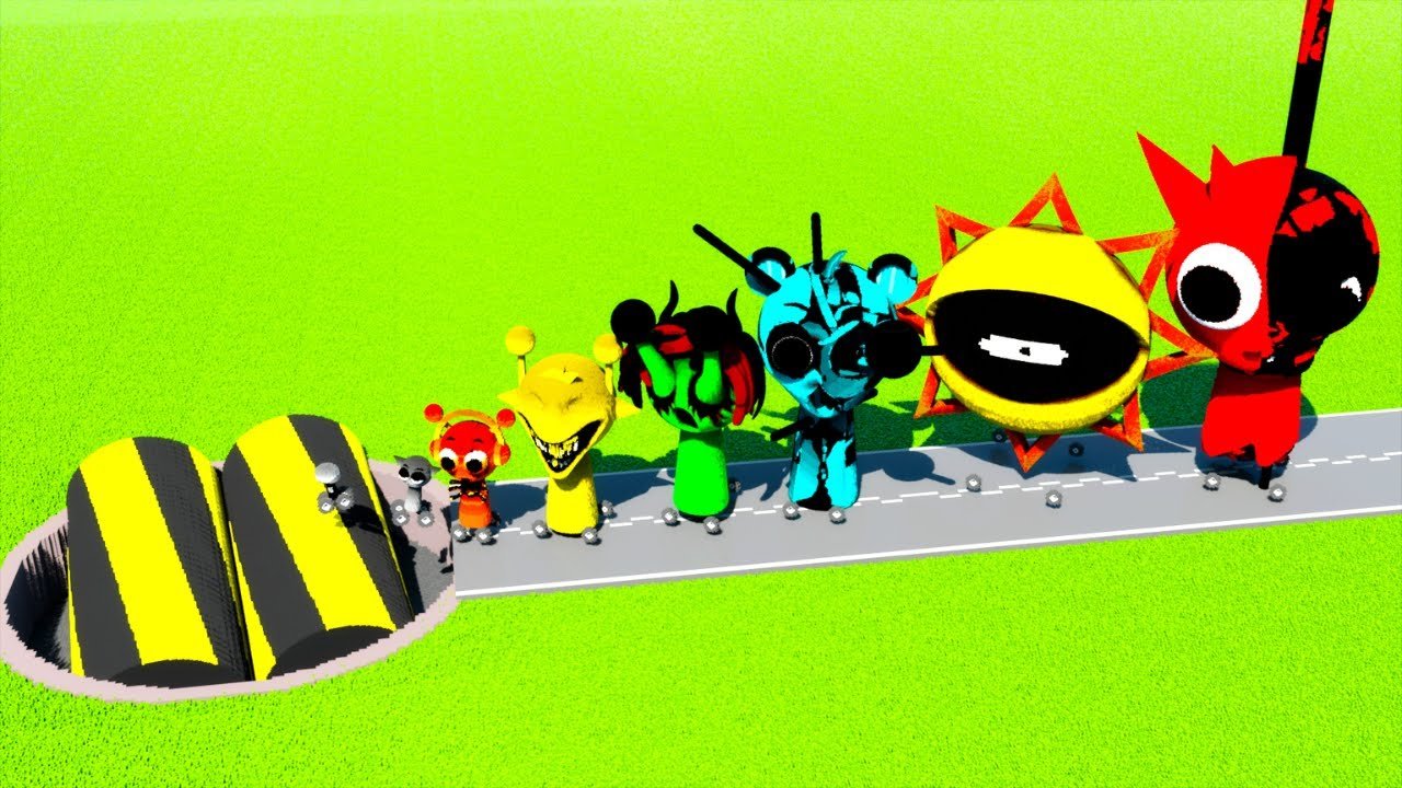 Big & Small HORROR Sprunki 3D Cars vs Spinning ROLLERS in Teardown