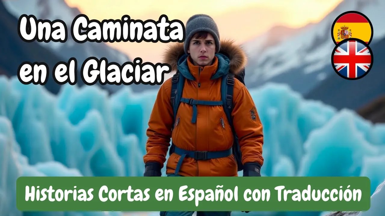 Una Caminata en el Glaciar 🧊 | Cuento Corto en Español + Traducción Inglés (A1–A2)