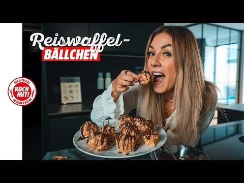 Reiswaffel-Kugeln mit Erdnussbutter