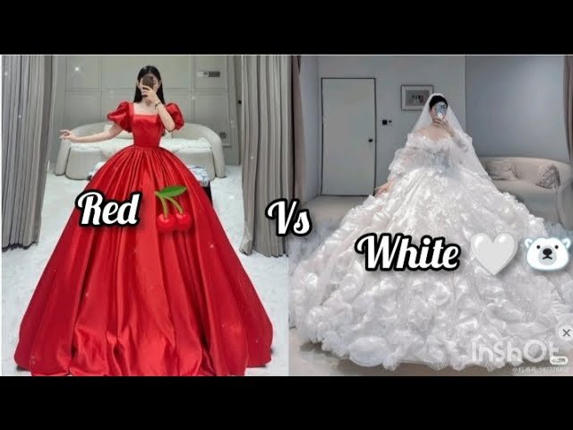 Red ♥️🍒 vs white 🤍🐻‍❄️ | trending | gown 👗|heels 👠 ❤️❤️🤍🤍
