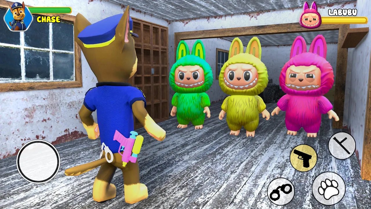 Playing as PAW Patrol CHASE vs LABUBU Army ► ...