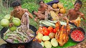 Primitive Technology - Cooking Squid & Chicken