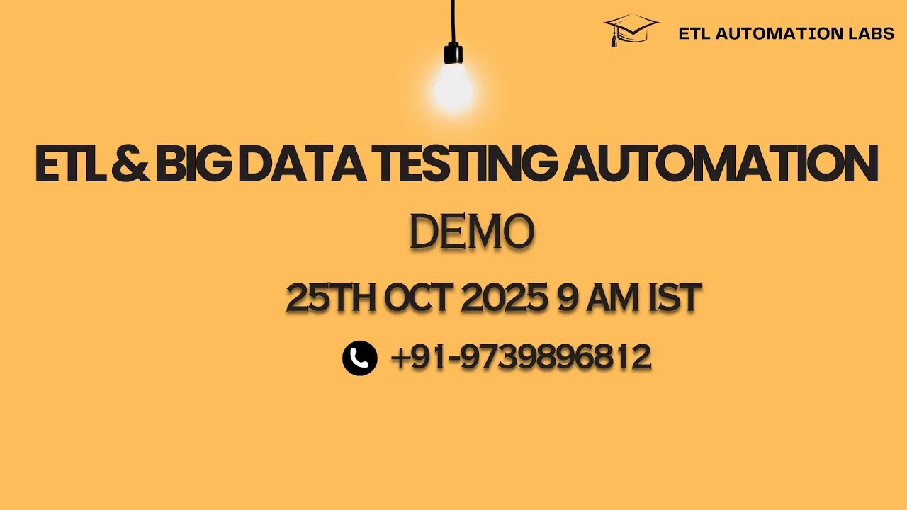 Free ETL Automation Demo | Python, PySpark, Pytest & Framework Building from Scratch - 9739896812