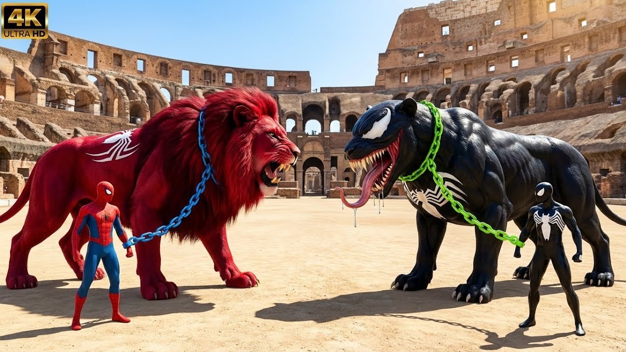 ⚔️ VENOM Lion vs SPIDER-MAN Lion 🕷️ | The Ultimate Legendary Arena Showdown