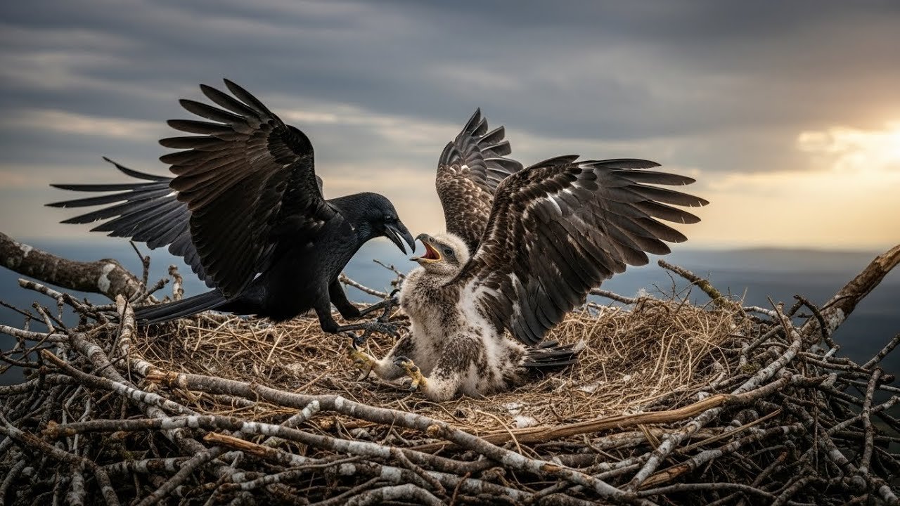 A Crow Attacks, a Baby Eagle Falls – The Mother Eagle’s Gratitude Will Touch Your Heart
