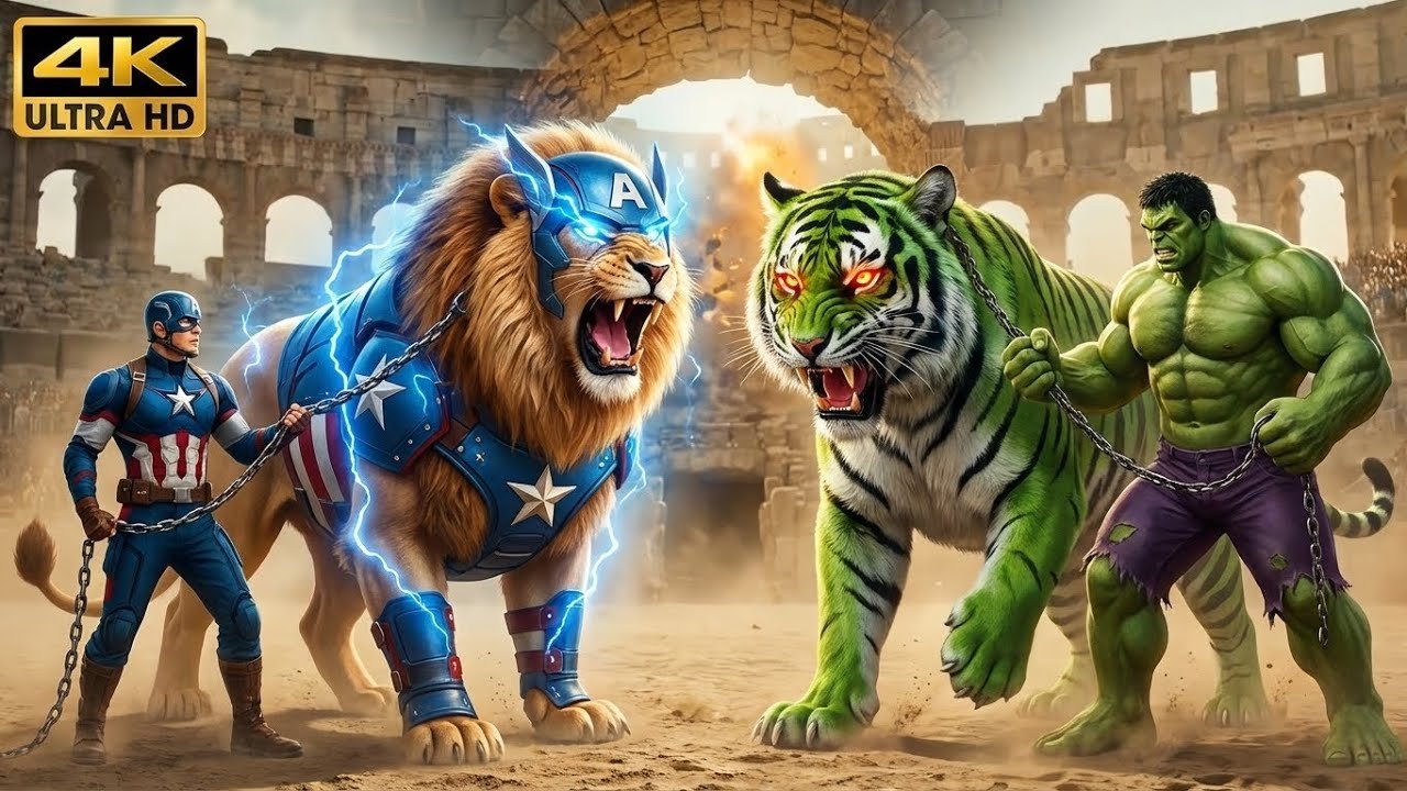 Hulk Tiger vs Captain America Lion King | Epic Fantasy Animal Showdown