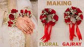 DIY- How to Make Artificial Flowers Gajray with Red Roses and Babybreaths-Floral Bangles with Ribbon