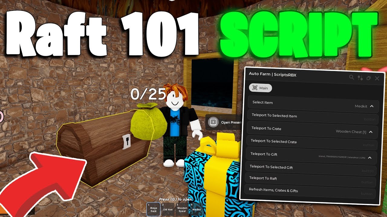 Raft 101 [ALPHA] Script 🤯 Teleport Items, Crates & Gifts + Auto Farm (NO KEY)