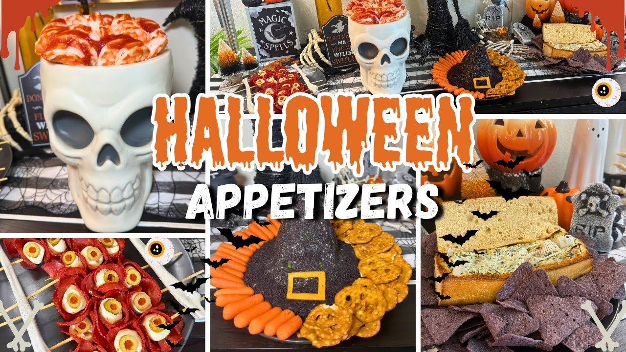 🎃Halloween 2025 Appetizer Ideas 👻 | Bloody Shrimp Cocktail Brain, Witch Hat Cheeseball & More!