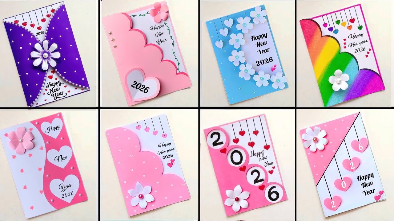 8 DIY Happy New Year Greeting Card 2026 | How To Make Handmade New Year Card | New Year Card Easy