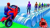 الأبطال الخارقين على القضبان دوامة قمع جسر 🏍️🐱‍SPIDER MAN!on Motorcycle in Spiral Bridge Stunt Rid