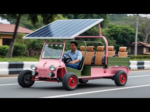 DIY Making SOLAR POWERED CAR (8 seats) // Ful...