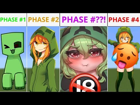 ALL PHASES in Minecraft Pixel Art Creeper Girl